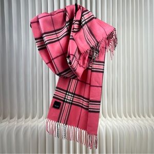 Lord & Taylor Pink and Black Plaid Scarf